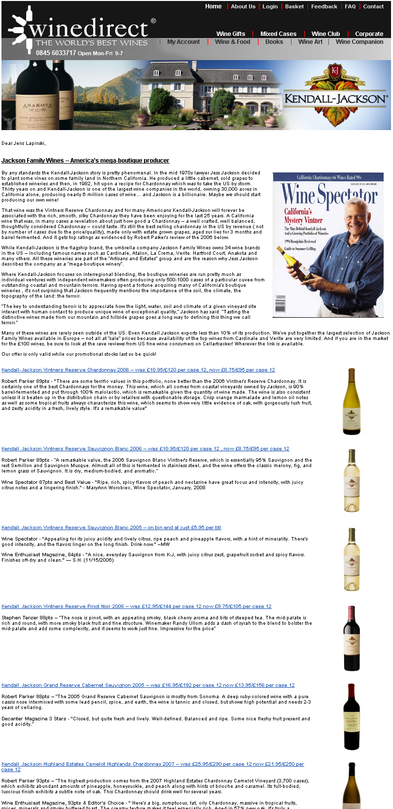 winedirect newsletter